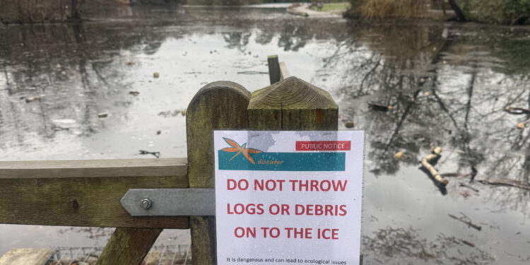 Logs On Frozen Lakes Warning sign